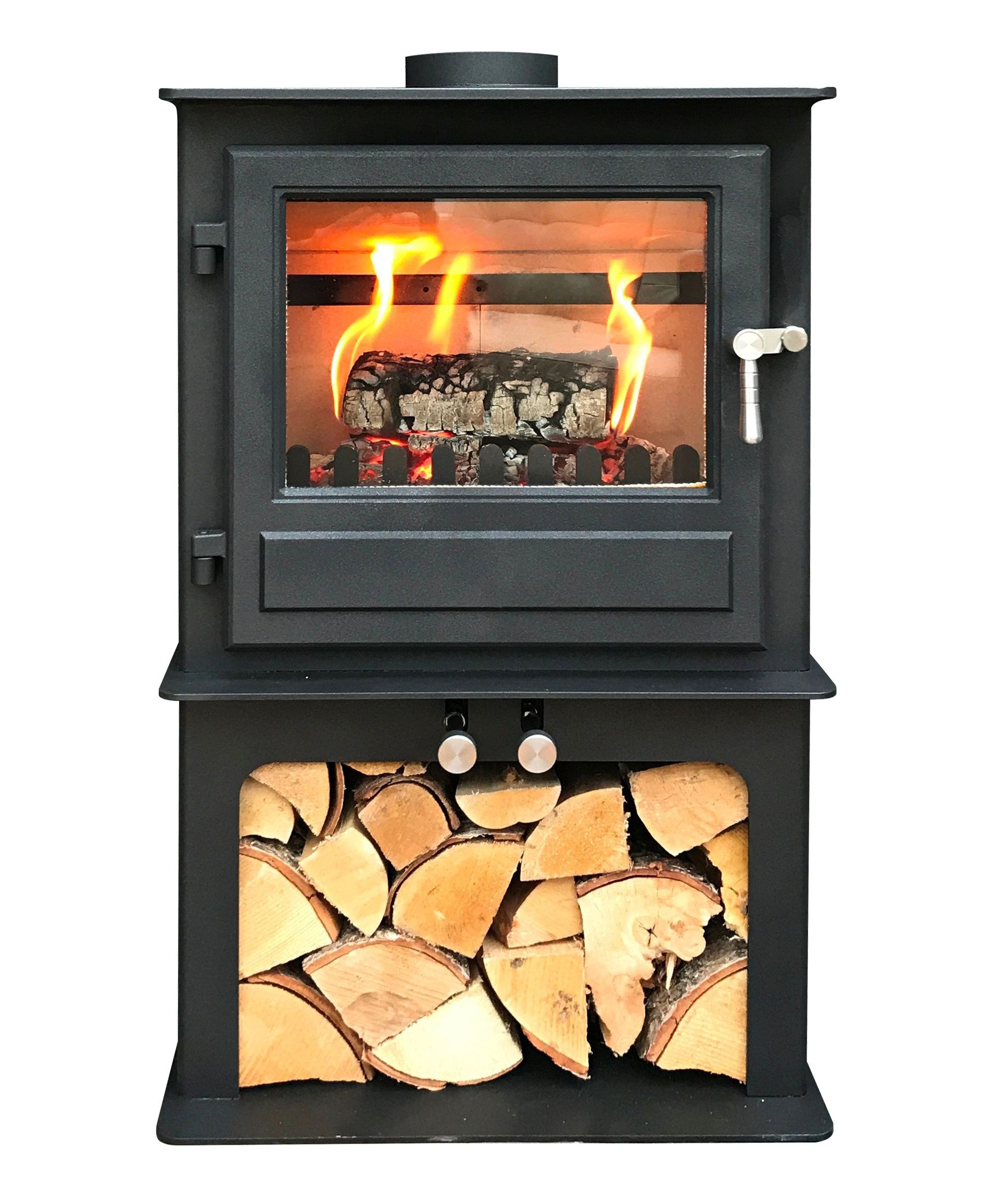 Clock Woodburners The Blithfield 5kw with Logstore Quality Fireplaces