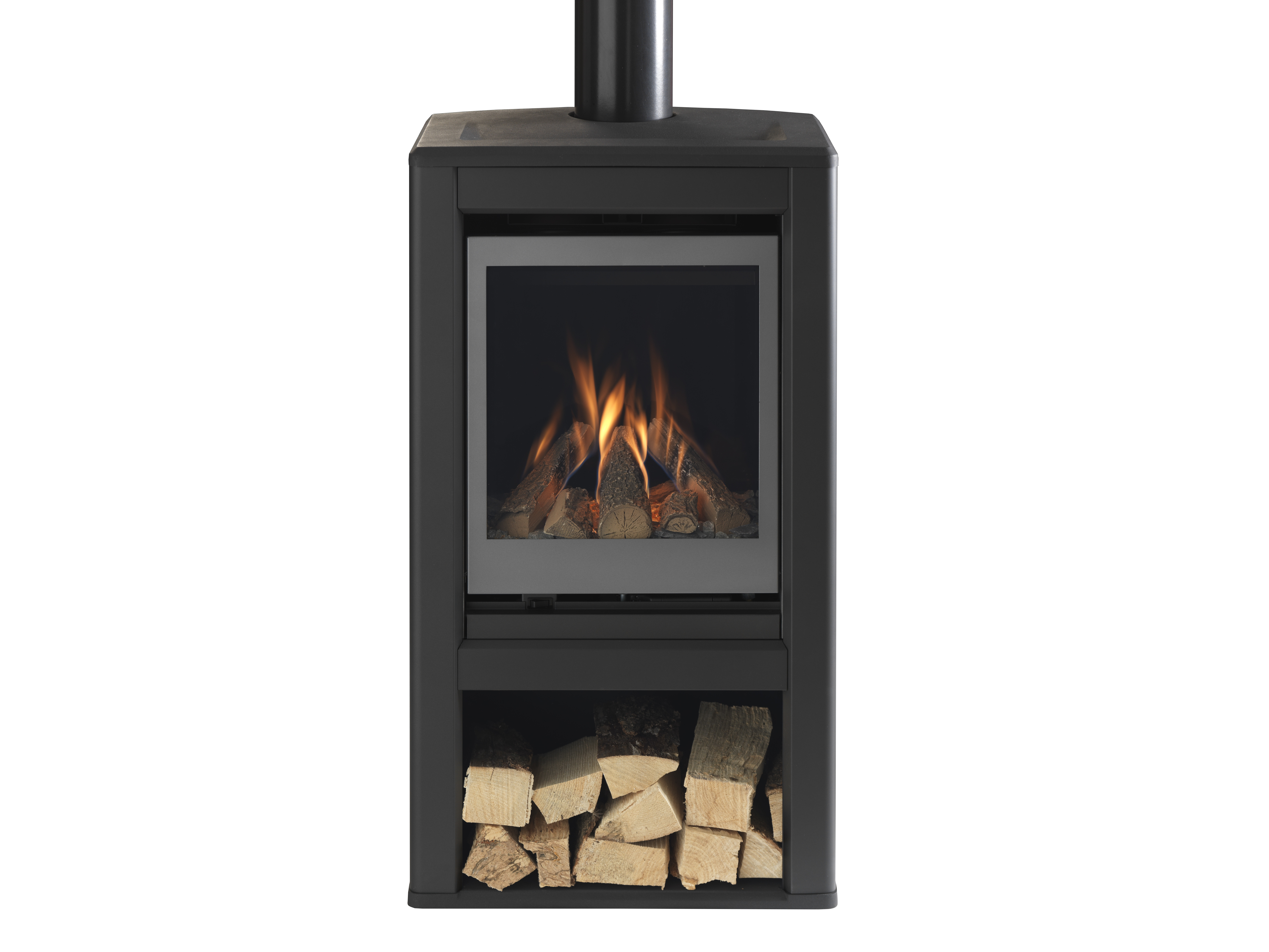 Valor Inspire Large Stove solus front on with logs Valor Inspire Large Stove solus front on with logs